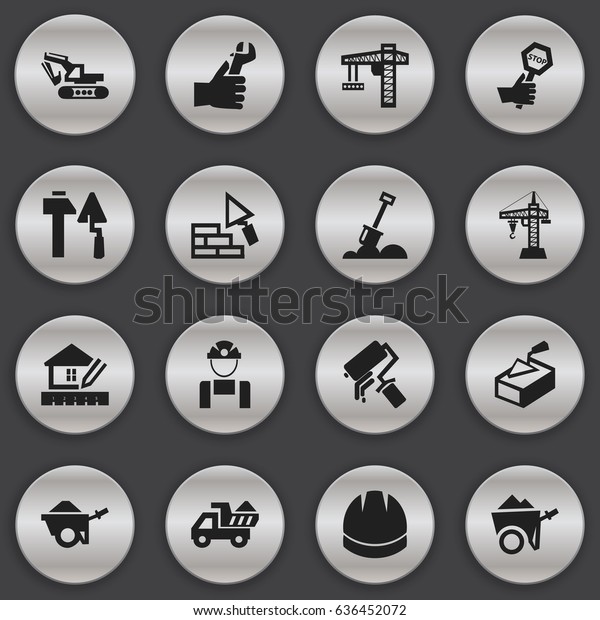 Set Of 16 Editable\
Construction Icons. Includes Symbols Such As Camion, Home\
Scheduling, Excavation Machine And More. Can Be Used For Web,\
Mobile, UI And Infographic\
Design.