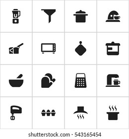 Set Of 16 Editable Cook Icons. Includes Symbols Such As Agitator , Hand Mixer, Soup Pot. Can Be Used For Web, Mobile, UI And Infographic Design.
