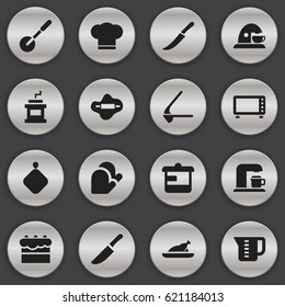 Set Of 16 Editable Cook Icons. Includes Symbols Such As Pastry, Cook Cap, Oven And More. Can Be Used For Web, Mobile, UI And Infographic Design.