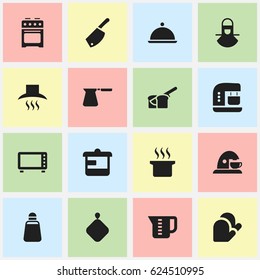 Set Of 16 Editable Cook Icons. Includes Symbols Such As Backsword, Stove, Cup And More. Can Be Used For Web, Mobile, UI And Infographic Design.