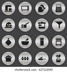Set Of 16 Editable Cook Icons. Includes Symbols Such As Stove, Cup, Cookware And More. Can Be Used For Web, Mobile, UI And Infographic Design.