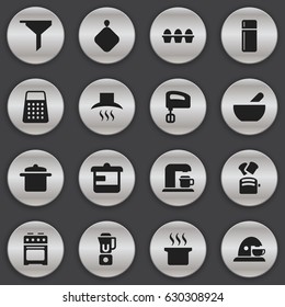 Set Of 16 Editable Cook Icons. Includes Symbols Such As Cookware, Slice Bread, Soup And More. Can Be Used For Web, Mobile, UI And Infographic Design.