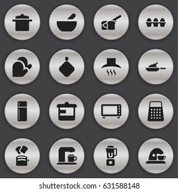 Set Of 16 Editable Cook Icons. Includes Symbols Such As Grill, Shredder, Soup And More. Can Be Used For Web, Mobile, UI And Infographic Design.