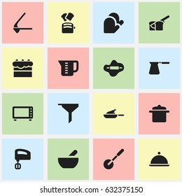 Set Of 16 Editable Cook Icons. Includes Symbols Such As Grill, Pastry, Oven And More. Can Be Used For Web, Mobile, UI And Infographic Design.