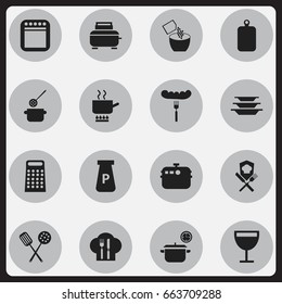 Set Of 16 Editable Cook Icons. Includes Symbols Such As Cookery, Saltshaker, Powdered And More. Can Be Used For Web, Mobile, UI And Infographic Design.