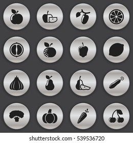 Set Of 16 Editable Cooking Icons. Includes Symbols Such As Berry, Onion, Pear Piece And More. Can Be Used For Web, Mobile, UI And Infographic Design.