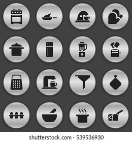 Set Of 16 Editable Cooking Icons. Includes Symbols Such As Slice Bread, Bakery, Drink Maker And More. Can Be Used For Web, Mobile, UI And Infographic Design.