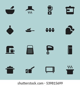 Set Of 16 Editable Cooking Icons. Includes Symbols Such As Utensil, Cookware, Soup And More. Can Be Used For Web, Mobile, UI And Infographic Design.