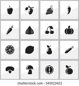 Set Of 16 Editable Cooking Icons. Includes Symbols Such As Cep, Root Vegetable, Lemon Piece And More. Can Be Used For Web, Mobile, UI And Infographic Design.