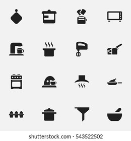 Set Of 16 Editable Cooking Icons. Includes Symbols Such As Soup, Cup, Soup Pot And More. Can Be Used For Web, Mobile, UI And Infographic Design.