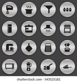 Set Of 16 Editable Cooking Icons. Includes Symbols Such As Refrigerator, Shredder, Filtering And More. Can Be Used For Web, Mobile, UI And Infographic Design.