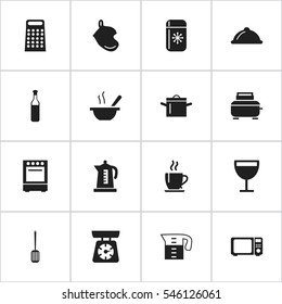 Set Of 16 Editable Cooking Icons. Includes Symbols Such As Bowl, Kitchen Shovel, Food Libra And More. Can Be Used For Web, Mobile, UI And Infographic Design.