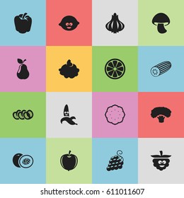 Set Of 16 Editable Cooking Icons. Includes Symbols Such As Sweet Fruit, Cream, Pineapple And More. Can Be Used For Web, Mobile, UI And Infographic Design.