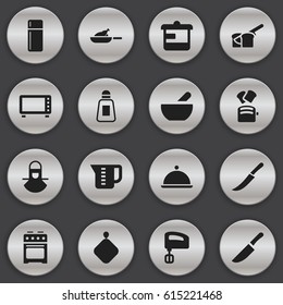 Set Of 16 Editable Cooking Icons. Includes Symbols Such As Soup, Knife, Utensil And More. Can Be Used For Web, Mobile, UI And Infographic Design.