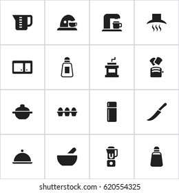 Set Of 16 Editable Cooking Icons. Includes Symbols Such As Mocha Grinder, Drink Maker, Sword And More. Can Be Used For Web, Mobile, UI And Infographic Design.