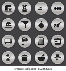 Set Of 16 Editable Cooking Icons. Includes Symbols Such As Cookware, Utensil, Drink Maker And More. Can Be Used For Web, Mobile, UI And Infographic Design.
