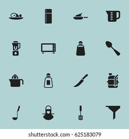 Set Of 16 Editable Cooking Icons. Includes Symbols Such As Mensural, Meat, Paprika And More. Can Be Used For Web, Mobile, UI And Infographic Design.