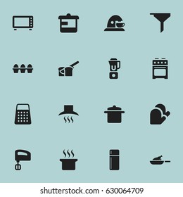 Set Of 16 Editable Cooking Icons. Includes Symbols Such As Agitator, Cup, Soup Pot And More. Can Be Used For Web, Mobile, UI And Infographic Design.
