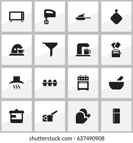 Set Of 16 Editable Cooking Icons. Includes Symbols Such As Grill, Oven, Agitator And More. Can Be Used For Web, Mobile, UI And Infographic Design.