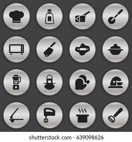 Set Of 16 Editable Cooking Icons. Includes Symbols Such As Dough, Kitchen Glove, Oven And More. Can Be Used For Web, Mobile, UI And Infographic Design.