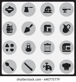 Set Of 16 Editable Cooking Icons. Includes Symbols Such As Shortcake, Boiler, Squeezer And More. Can Be Used For Web, Mobile, UI And Infographic Design.