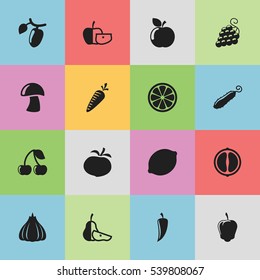 Set Of 16 Editable Cookware Icons. Includes Symbols Such As Low-Calorie Fruit, Barberry, Turnip And More. Can Be Used For Web, Mobile, UI And Infographic Design.