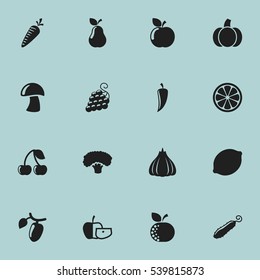 Set Of 16 Editable Cookware Icons. Includes Symbols Such As Gourd, Lime, Sweet Fruit And More. Can Be Used For Web, Mobile, UI And Infographic Design.