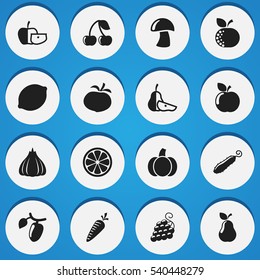 Set Of 16 Editable Cookware Icons. Includes Symbols Such As Duchess, Gourd, Root Vegetable And More. Can Be Used For Web, Mobile, UI And Infographic Design.