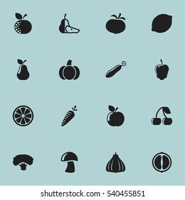 Set Of 16 Editable Cookware Icons. Includes Symbols Such As Citrus, Lime, Sweet Pepper And More. Can Be Used For Web, Mobile, UI And Infographic Design.