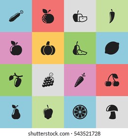 Set Of 16 Editable Cookware Icons. Includes Symbols Such As Gourd, Sweet Pepper, Chili And More. Can Be Used For Web, Mobile, UI And Infographic Design.