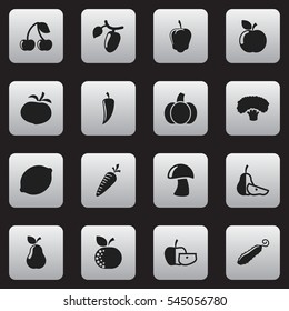 Set Of 16 Editable Cookware Icons. Includes Symbols Such As Berry, Sweet Pepper, Lime And More. Can Be Used For Web, Mobile, UI And Infographic Design.