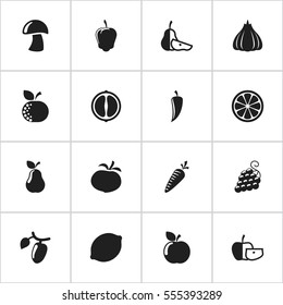 Set Of 16 Editable Cookware Icons. Includes Symbols Such As Root Vegetable, Fresh Fruit, Duchess And More. Can Be Used For Web, Mobile, UI And Infographic Design.