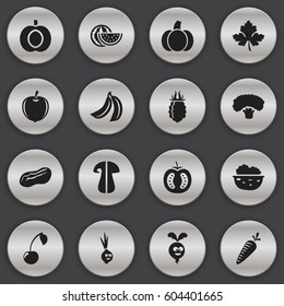 Set Of 16 Editable Cookware Icons. Includes Symbols Such As Tree, Raspberry, Jungle Fruit And More. Can Be Used For Web, Mobile, UI And Infographic Design.