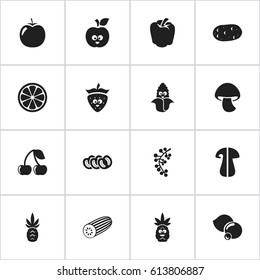 Set Of 16 Editable Cookware Icons. Includes Symbols Such As Fungus, Love Apple, Funny Apple And More. Can Be Used For Web, Mobile, UI And Infographic Design.