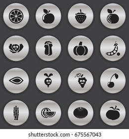 Set Of 16 Editable Cookware Icons. Includes Symbols Such As Tomato, Lemon Piece, Cauliflower And More. Can Be Used For Web, Mobile, UI And Infographic Design.