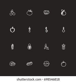 Set Of 16 Editable Cookware Outline Icons. Includes Symbols Such As Currant, Vegetable, Cole And More. Can Be Used For Web, Mobile, UI And Infographic Design.