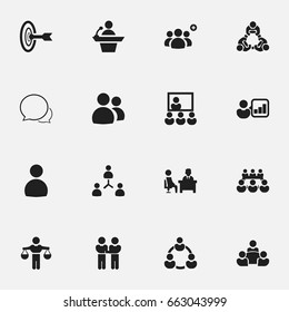 Set Of 16 Editable Cooperation Icons. Includes Symbols Such As Cooperation, Agreement, Conversation And More. Can Be Used For Web, Mobile, UI And Infographic Design.