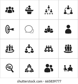 Set Of 16 Editable Cooperation Icons. Includes Symbols Such As Member, Partnership, Talking Man And More. Can Be Used For Web, Mobile, UI And Infographic Design.