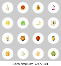 Set Of 16 Editable Dessert Icons. Includes Symbols Such As Papaya, Duchess, Orange And More. Can Be Used For Web, Mobile, UI And Infographic Design.