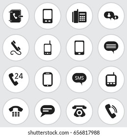 Set Of 16 Editable Device Icons. Includes Symbols Such As Radio Talkie, Talking, Message And More. Can Be Used For Web, Mobile, UI And Infographic Design.