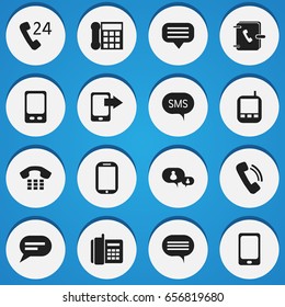 Set Of 16 Editable Device Icons. Includes Symbols Such As Transceiver, Smartphone, Share Display And More. Can Be Used For Web, Mobile, UI And Infographic Design.
