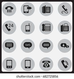 Set Of 16 Editable Device Icons. Includes Symbols Such As Radio Talkie, Smartphone, Retro Telecommunication And More. Can Be Used For Web, Mobile, UI And Infographic Design.
