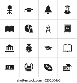 Set Of 16 Editable Education Icons. Includes Symbols Such As Graduate, First Place, School Board And More. Can Be Used For Web, Mobile, UI And Infographic Design.