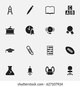 Set Of 16 Editable Education Icons. Includes Symbols Such As Graduate, Victory Medallion, Pencil And More. Can Be Used For Web, Mobile, UI And Infographic Design.