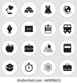 Set Of 16 Editable Education Icons. Includes Symbols Such As Literature, Supervision List, Nib And More. Can Be Used For Web, Mobile, UI And Infographic Design.