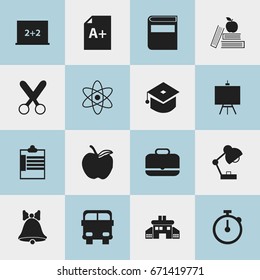 Set Of 16 Editable Education Icons. Includes Symbols Such As Jingle, Page, Kindergarten And More. Can Be Used For Web, Mobile, UI And Infographic Design.