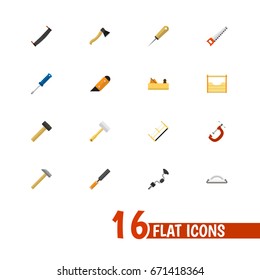 Set Of 16 Editable Equipment Icons. Includes Symbols Such As Clinch, Axe, Knife And More. Can Be Used For Web, Mobile, UI And Infographic Design.
