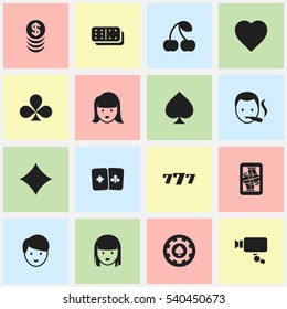 Set Of 16 Editable Excitement Icons. Includes Symbols Such As Smoker, Shamrock, Love And More. Can Be Used For Web, Mobile, UI And Infographic Design.
