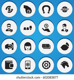 Set Of 16 Editable Excitement Icons. Includes Symbols Such As Poker Money, Security, Lime And More. Can Be Used For Web, Mobile, UI And Infographic Design.