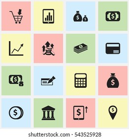 Set Of 16 Editable Finance Icons. Includes Symbols Such As Cash Growth, Exchange Center, Specie And More. Can Be Used For Web, Mobile, UI And Infographic Design.